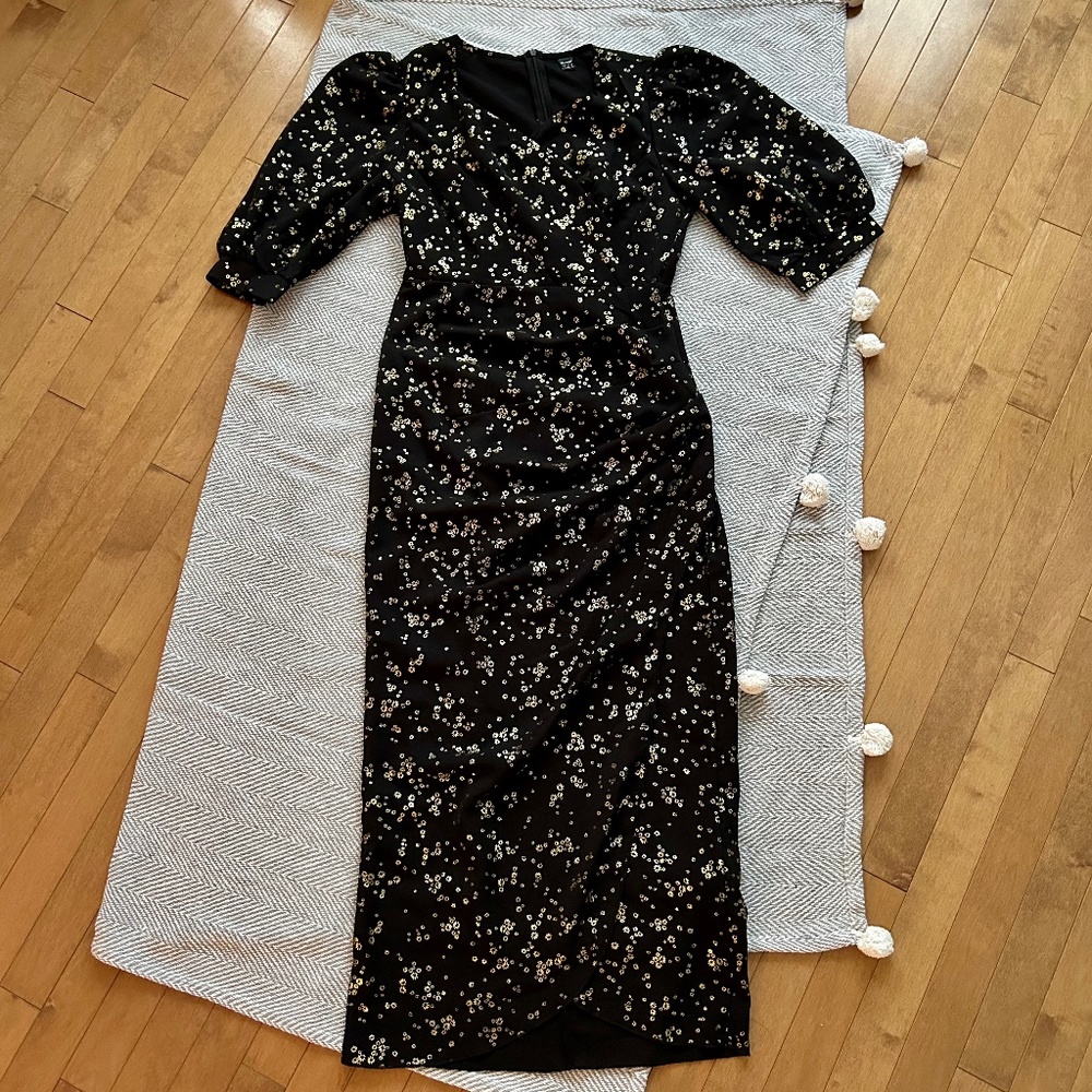 Moosta ⎮ Black and gold midi dress